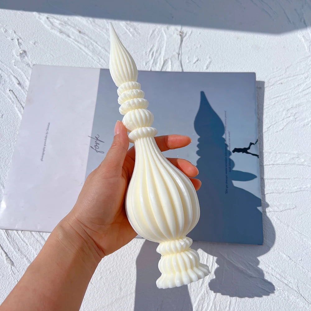 Molde de Vela de Espiral Estriado alto em Silicone